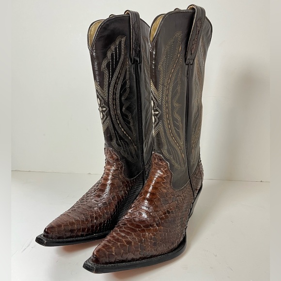 JE-VER Shoes - JE-VER Snake Skin Brown Western Cowboy Boots Women 7.5